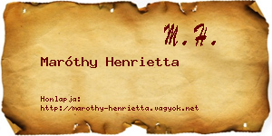 Maróthy Henrietta névjegykártya